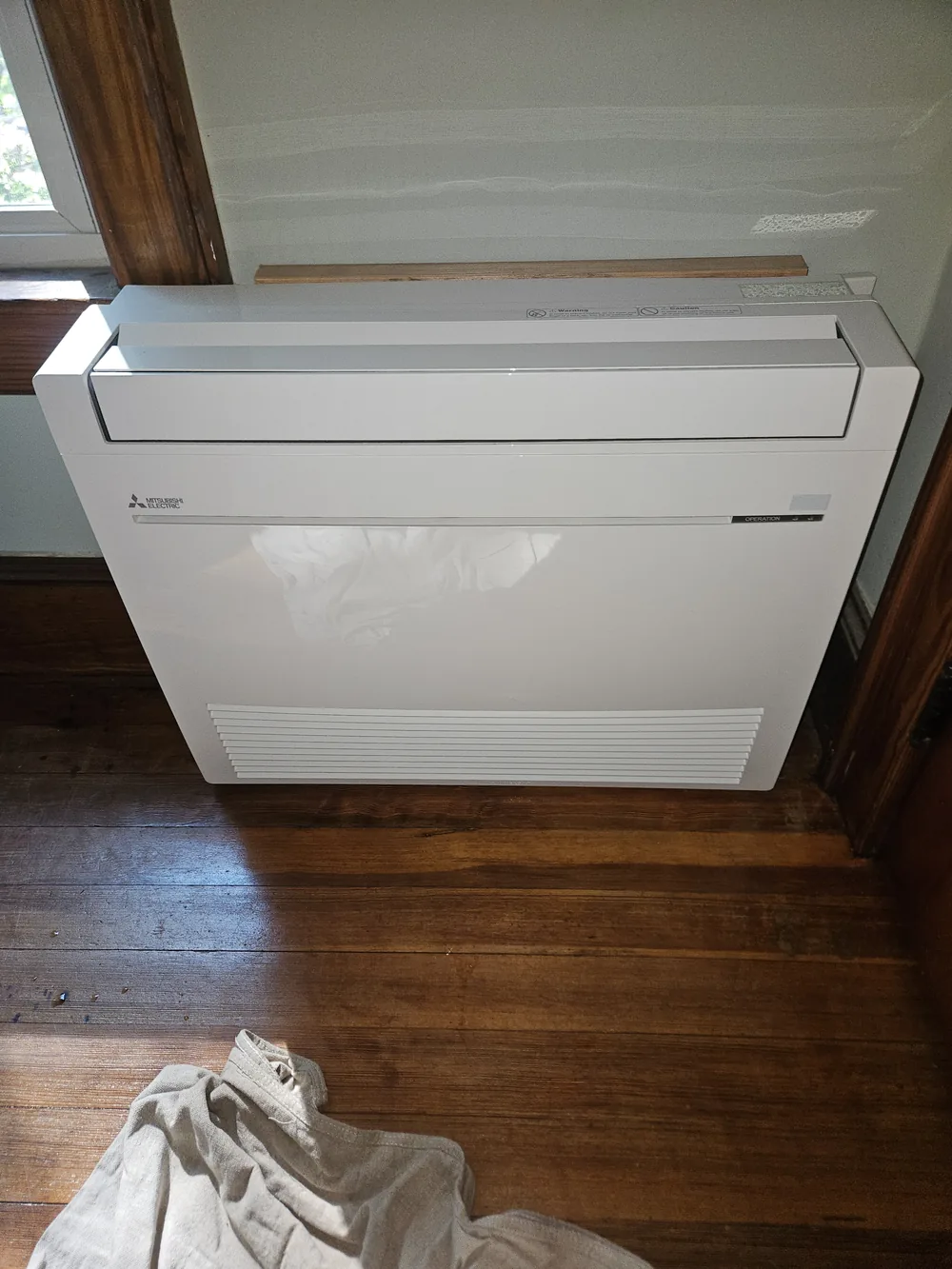 Mitsubishi floor console unit in a Chelmsford ranch home after cleaning